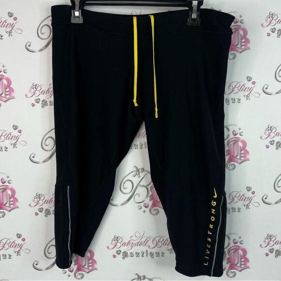 Nike leggings cropped capris livestrong Black and Yellow Dri-FIT Pants - Picture 1 of 8